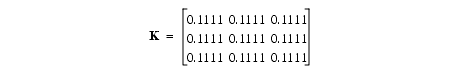 A 3 by 3 matrix with all values being 0.1111.